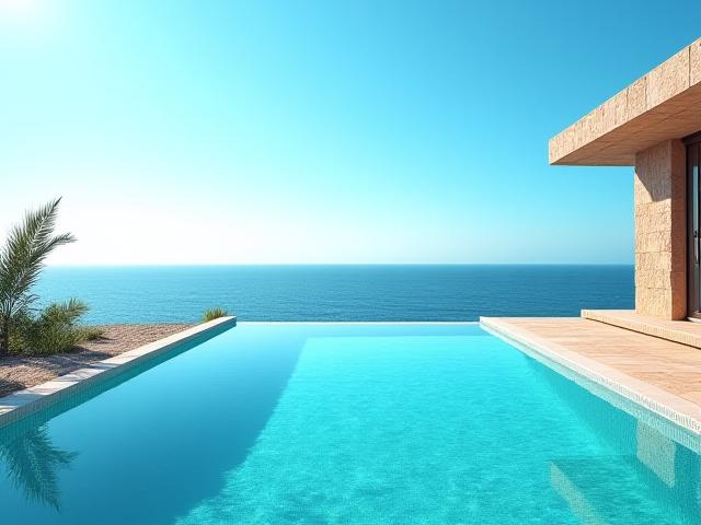 समुद्र के किनारे एक शानदार इन्फिनिटी पूल
